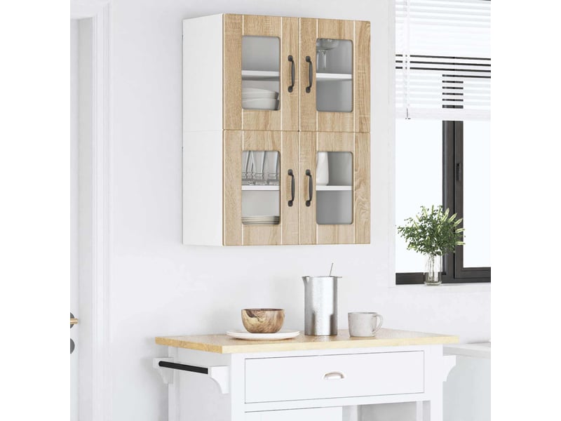  Meuble mural de cuisine, cabinet en verre mural chêne sonoma 60x31x40cm shl7555  - Conforama D