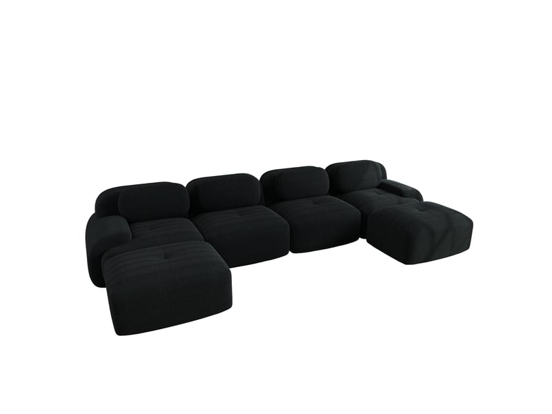  Canapé d'angle modulable en u modenvie 4 places 388 x 178 x 70 cm velours côtelé noir sans montage  - Conforama A