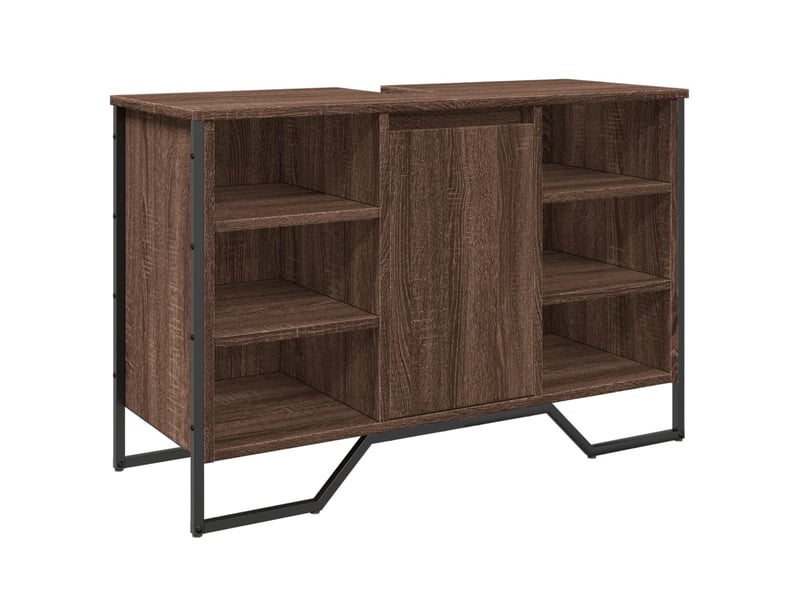  Armoire lavabo salle de bain, meuble de rangement chêne marron 91x35x60 cm  - Conforama A