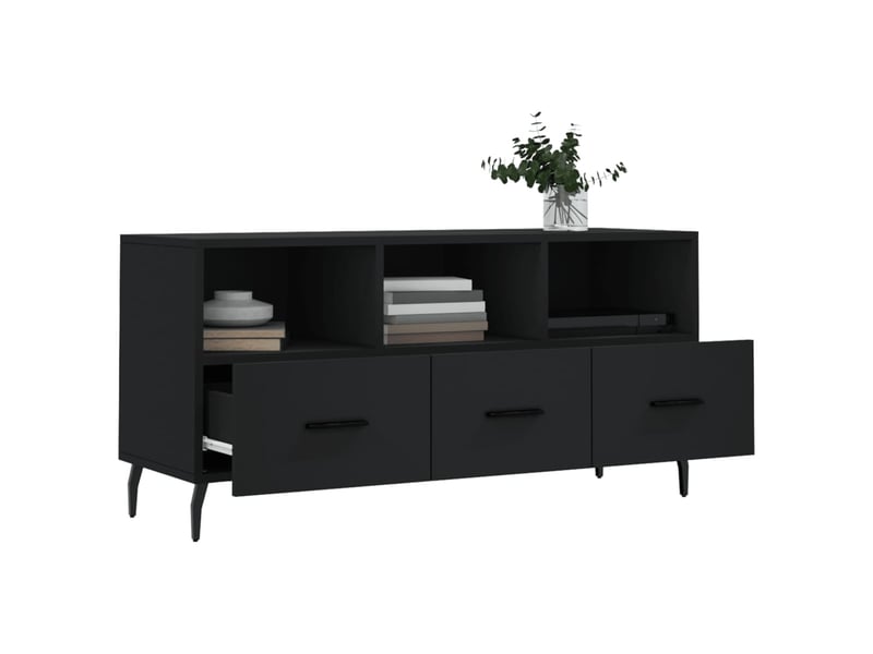  Meuble tv - banc tv - meuble de rangement noir 102x36x50 cm bois d'ingénierie  - Conforama D