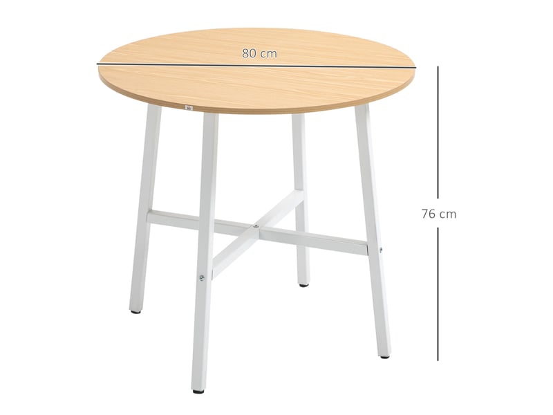  Table à manger ronde 4 personnes ø80 x h76 cm, plateau en contreplaqué, bois clair  - Conforama C