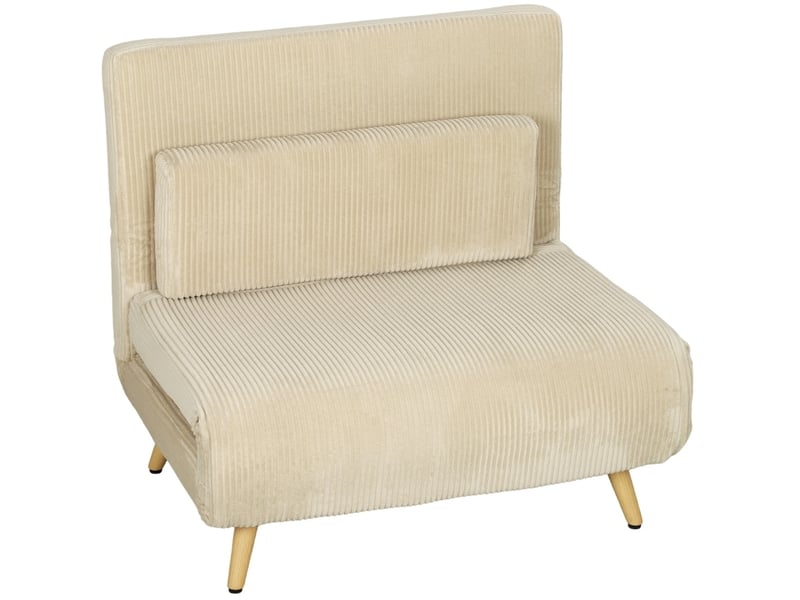Fauteuil-lit 3-en-1 90 x 190 cm – beige – dossier réglable 6 positions et mécanisme clic-clac avec coussin - Conforama A