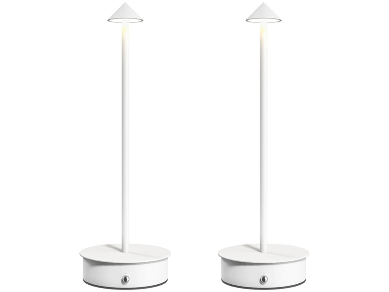  Lot de 2 lampes de table led rechargeables avec port usb, commande tactile et intensité lumineuse réglable, ø10 x 30 cm, blanches  - Conforama A