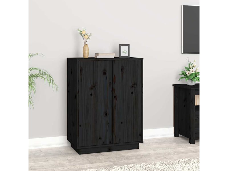  Buffet - bahut - meuble de rangement noir 60x35x80 cm bois massif de pin  - Conforama B