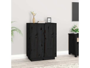 Buffet - bahut - meuble de rangement noir 60x35x80 cm bois massif de pin