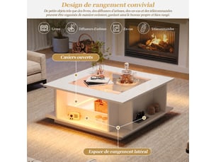 Table basse carré(e) coloris blanc <strong></strong> <strong></strong> - 70 cmx70 cm