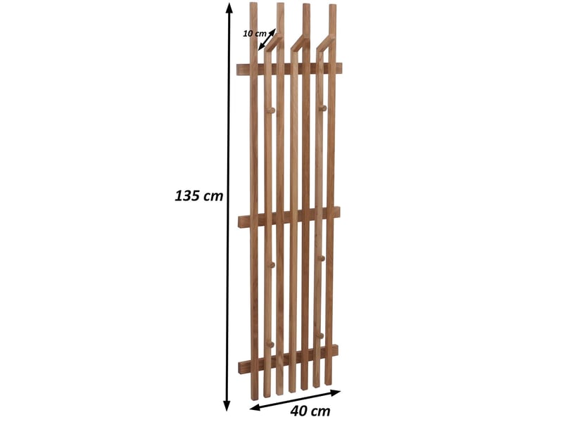 Mca lot de 2 panneaux vestiaire hwc-p57, patère murale, patère en bois, bois massif 135 x 40 cm, chêne  - Conforama C