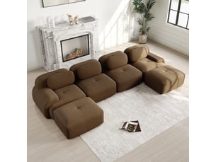 Canapé d'angle panoramique fixe <strong></strong> <strong>ABC</strong> 4 places Tissu naturel