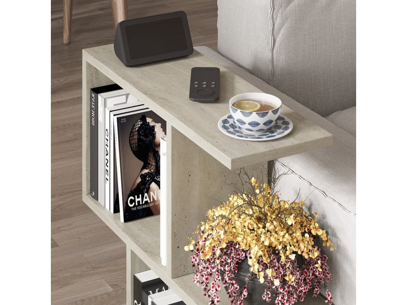  Table basse table de salon en panneau mélaminé travertin 60 x 60 x 20 cm charge 20 kg  - Conforama C