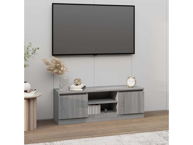  Meuble tv - banc tv - meuble de rangement avec porte sonoma gris 102x30x36 cm  - Conforama B