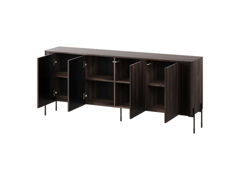  Buffet laion, meuble 4 étagères, 190x40x80h cm noyer marron Laion - Conforama E
