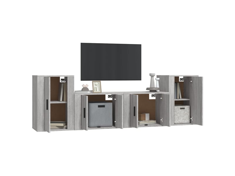  Ensemble de meubles tv 4 pcs sonoma gris bois d'ingénierie shl49941  - Conforama C