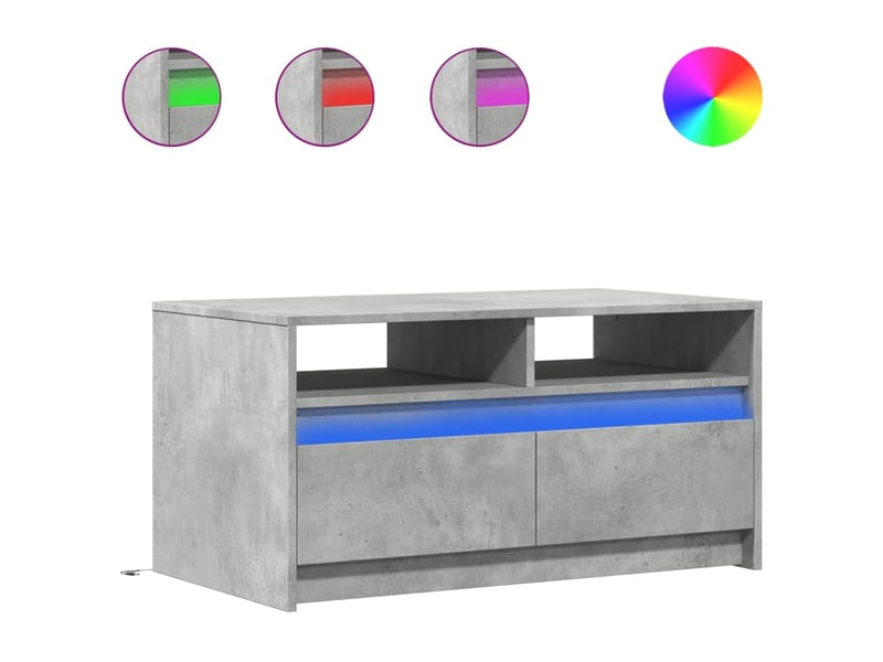  Table basse - table de salon - table à thé avec lumières led gris béton bois d'ingénierie  - Conforama A