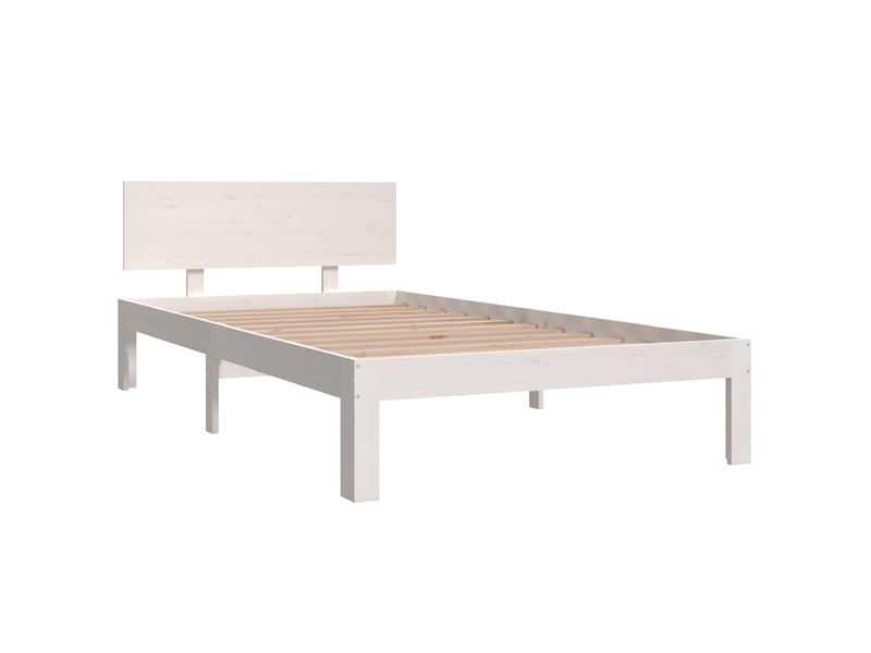  Lit simple- lit adulte -  cadre de lit sans matelas blanc bois de pin massif 100x200 cm  - Conforama B