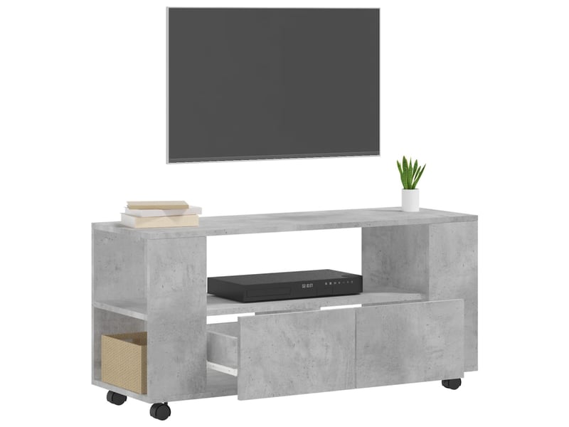  Meuble tv - banc tv - meuble de rangement gris béton 102x34,5x43 cm bois d'ingénierie  - Conforama D