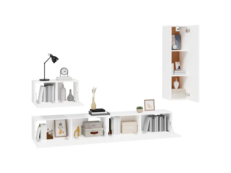  Ensemble de meubles tv 4 pcs blanc bois d'ingénierie shl48018  - Conforama D