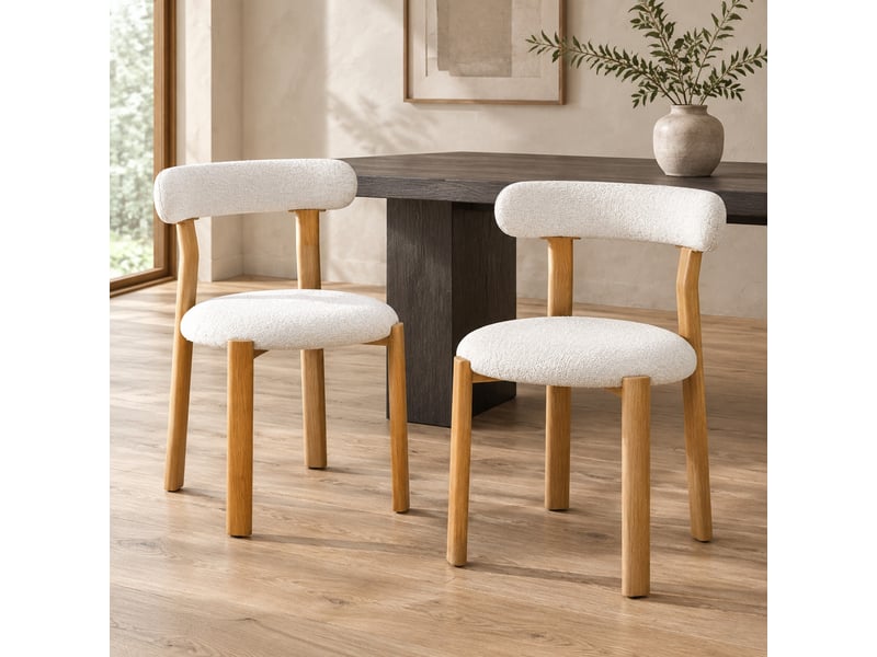  Lot de 2 chaises de salle à manger en chenille blanc 55,5 x 44 x 79 cm  - Conforama C