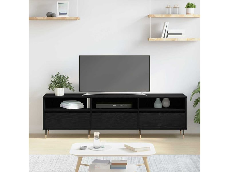 Meuble tv - banc tv - meuble de rangement 150 x 30 x 45 cm chêne noir bois d'ingénierie  - Conforama D