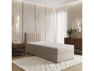 Lit avec rangement 90x200 cm <strong>MASSENO</strong>  <strong></strong> coloris beige