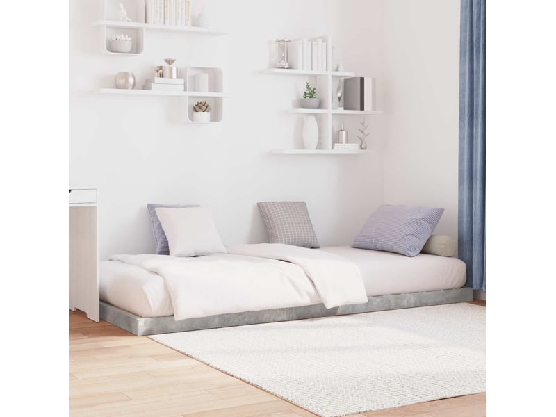  Lit simple- lit adulte -  cadre de lit surélevé gris béton 80 x 200 cm bois d'ingénierie  - Conforama B