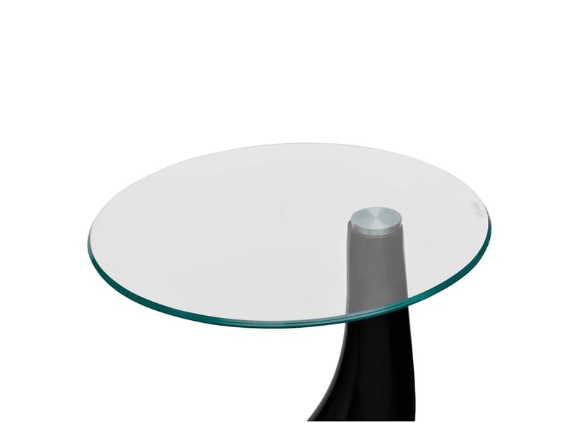  Table basse | table d'appoint salon avec dessus de table en verre rond noir brillant  - Conforama E