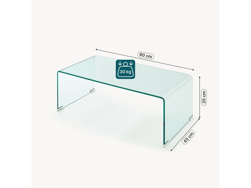  Table basse väsas verre 90 x 45 x 35 cm transparent [en.casa] Väsas - Conforama E