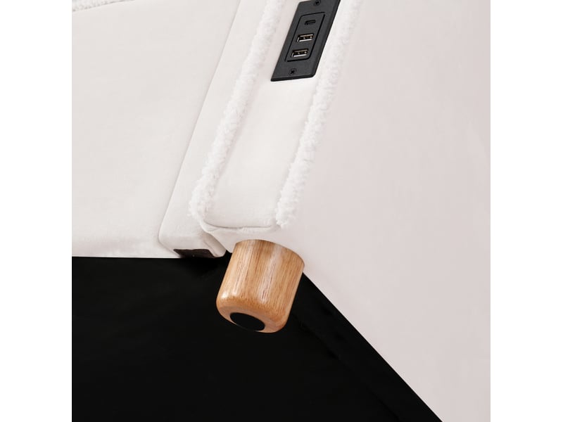 Lit banquette coffre 90x200 cm lit enfant en velours beige avec usb et type-c  - Conforama R