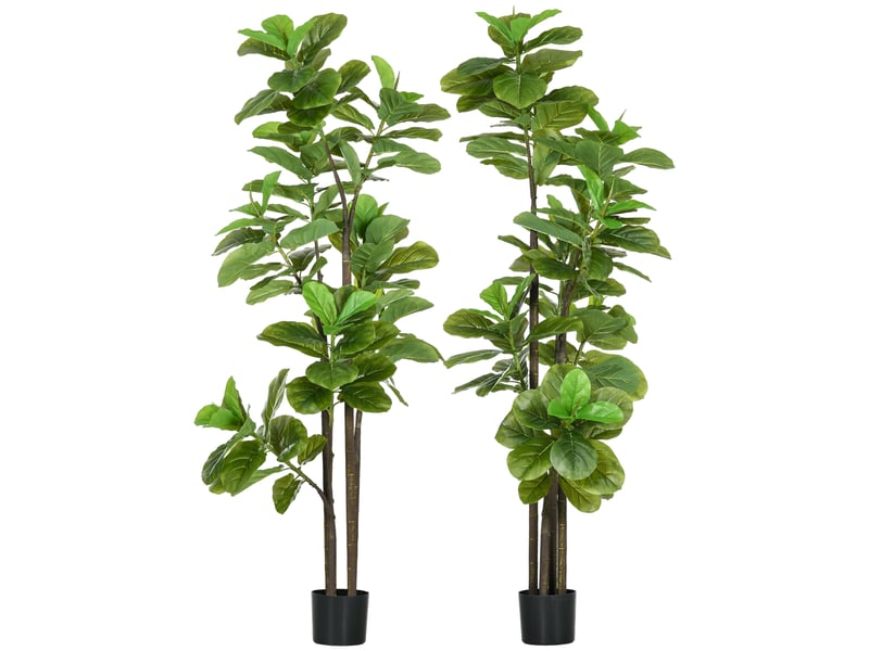  Lot de 2 plantes artificielles figuier à feuilles de violon ficus lyrata hauteur 180cm avec pot  - Conforama B