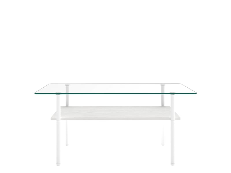  Table basse rectangulaire en verre et mdf piètement métal blanc 98 x 58 x 45 cm W5093P483975 - Conforama A
