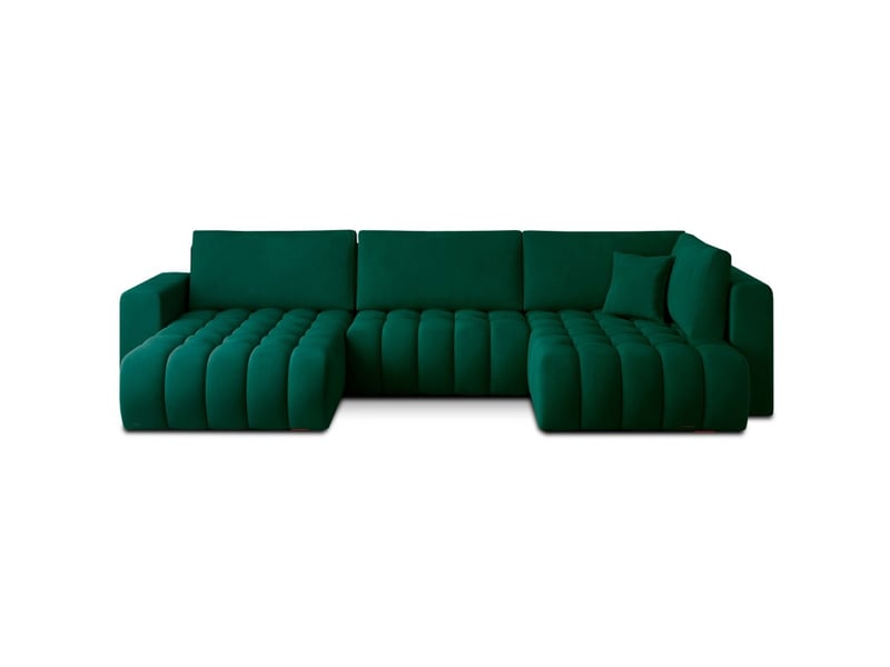  Canapé d'angle bonita convertible 6 places vert foncé tissu – gauche – 350x175cm  - Conforama A