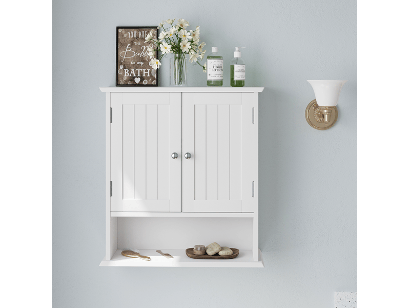  Armoire de salle de bain murale 54,6x19,8x59,9 cm, 2 portes, rangement ajustable, armoire de rangement, mdf blanc  - Conforama B