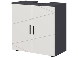 Meuble sous lavabo sur pied à 2 portes, gris, 60 x 30 x 60 cm