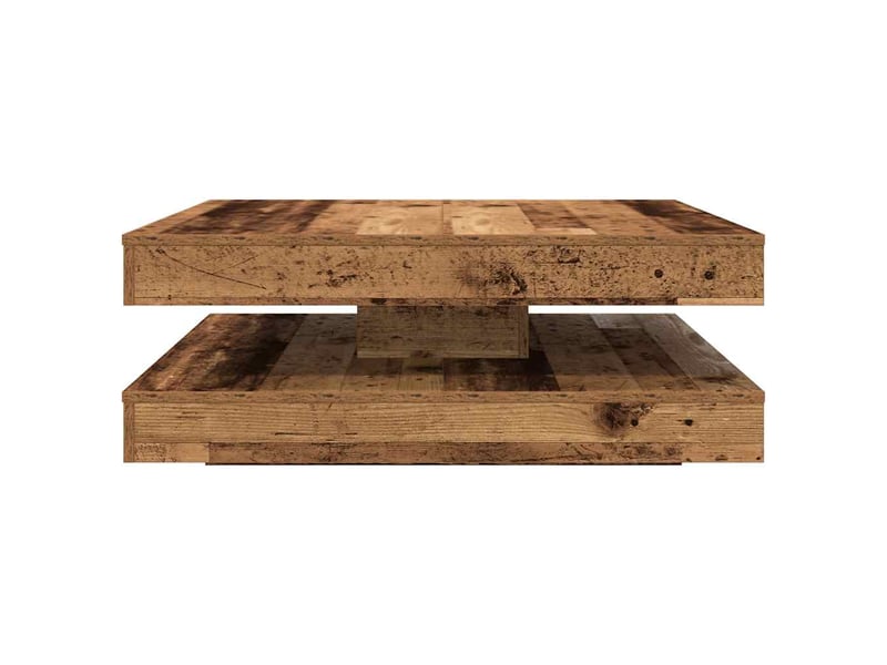  Table basse - table de salon - table à thé rotative à 360 degrés vieux bois 90x90x34,5 cm  - Conforama D