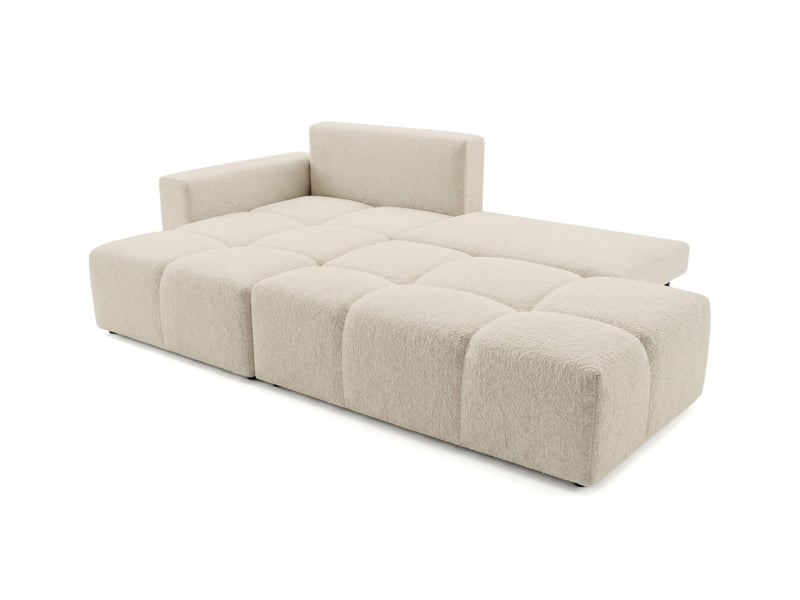  Celine - canapé d'angle fixe convertible 4 places en bouclette  - Conforama C