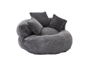 Fauteuil poire 1 place en velours côtelé gris foncé 108x108x52 cm
