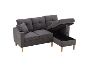 Canapé d'angle, canapé 3 places, design moderne, pour salon, appartement, bureau, mobilier pour espace de vie, porte-gobelets