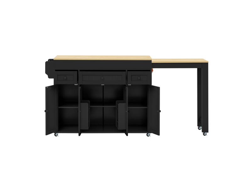  Ilot de cuisine 4 portes 3 tiroirs coloris noir mdf  - Conforama A