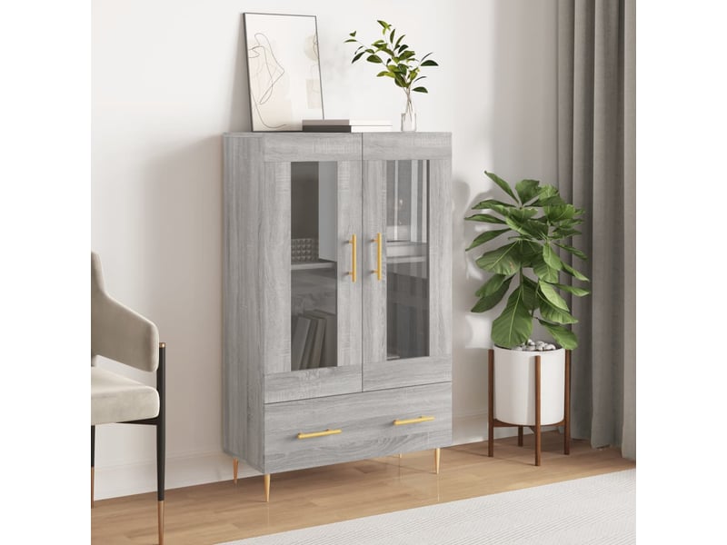  Buffet haut - bahut - meuble de rangement sonoma gris 69,5x31x115 cm bois d'ingénierie  - Conforama B