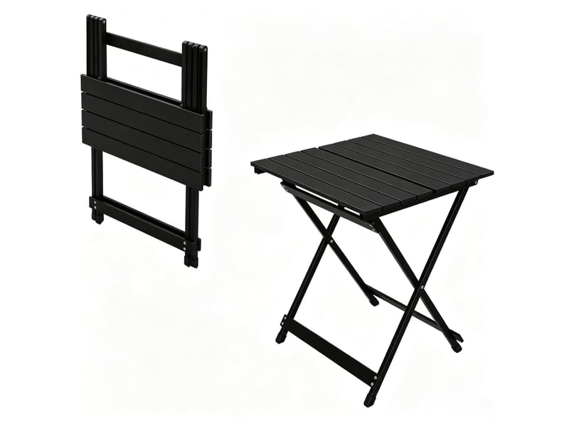  Table de camping pliante en aluminium noir 50,5 x 47 x 59,5 cm, portable pour jardin, plage et marché  - Conforama A