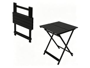 Table de camping pliante en aluminium noir 50,5 x 47 x 59,5 cm, portable pour jardin, plage et marché