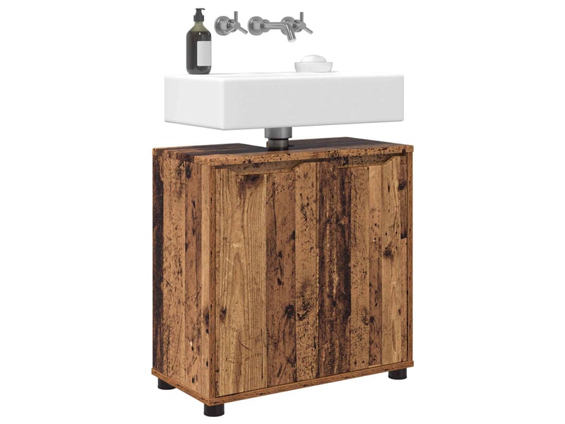  Armoire de lavabo de salle de bain bois ancien 60x30x60 cm  - Conforama C
