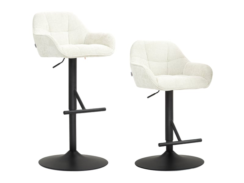  Lot de 2 tabourets de bar chaises de bar hauteur réglable tissu effet lin et base en acier 52,5 x 53 x 86,5-108 cm crème  - Conforama A
