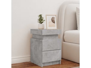 Table de chevet - cabinet de chevet - table de nuit avec lumières led gris béton 35x39x55 cm