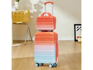 Set de valises rigides,20 pouces avec vanity 14 pouces,avec serrure,polycarbonate,rouge