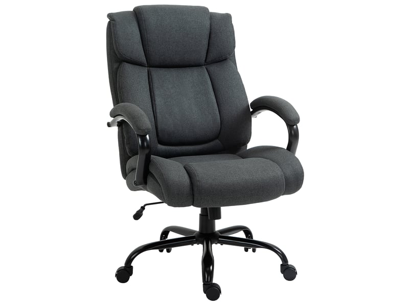  Chaise de bureau ergonomique pivotante avec accoudoirs rembourrés, supportant jusqu'à 220 kg, grise  - Conforama A