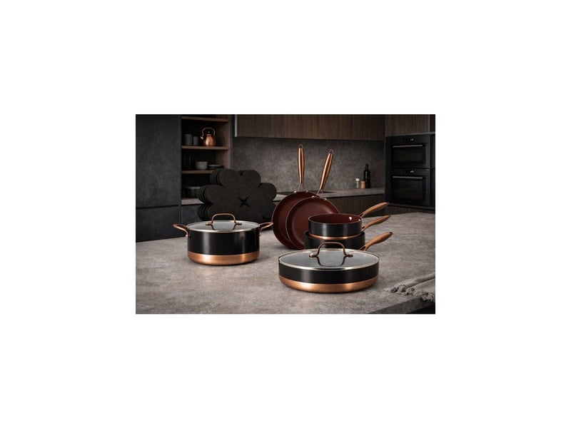 Batterie de cuisine induction 13 pieces aluminium noir copper ceramique antiadhesive MEN3256391055113 - Conforama B