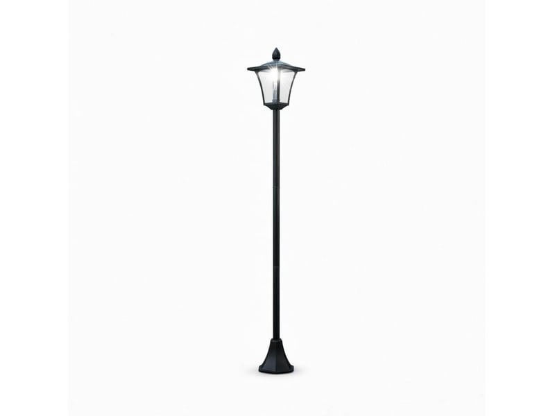 Lampadaire solaire de jardin 18 x 18 x 160 cm noir, acier inoxydable et plastique pp, led à allumage automatique - Conforama A