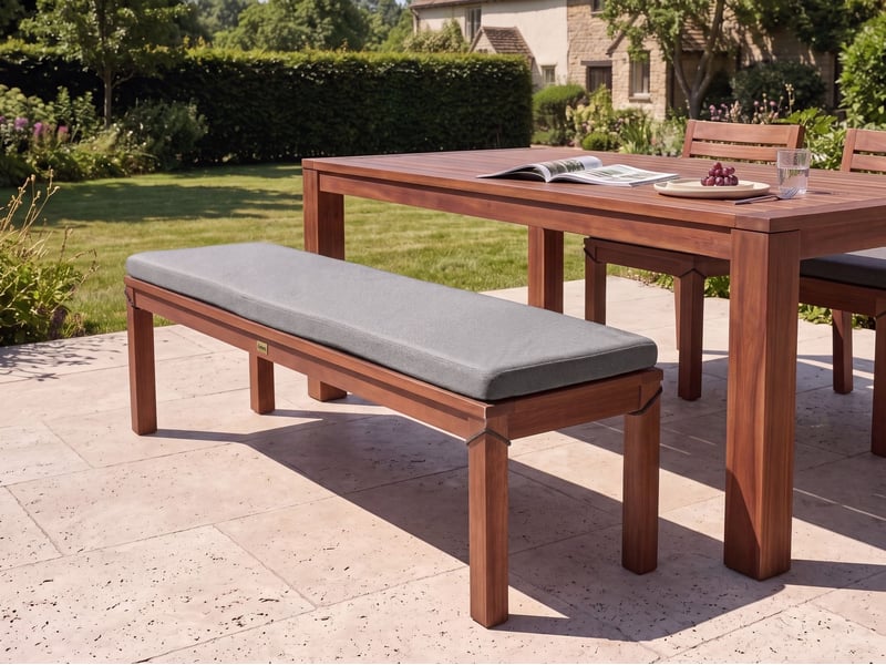  Banc avec coussin d'assise tuscania 160 cm bois d'eucalyptus gris  - Conforama B