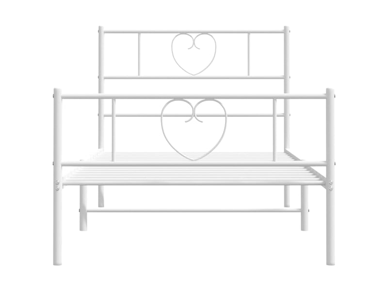  Lit simple- lit adulte -  cadre de lit métal sans matelas avec pied de lit blanc 80x200cm  - Conforama C