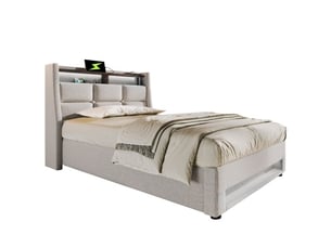 Lit simple 90x200 cm BEAOK coloris beige
